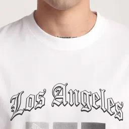 R&B White Cotton Relaxed Fit Graphic T-Shirt image 5