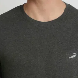 Crocodile Charcoal Melange Cotton Regular Fit T-Shirt image 4