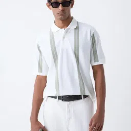 WES Casuals by Westside White Relaxed Fit Cotton-Blend Polo T-Shirt-image-81