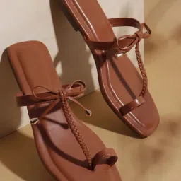 TRYME Women's Tan Toe Ring Sandals-picture-34