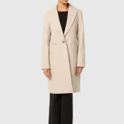 Forever New Oatmeal Marle Blended Slim fit Coat-image-99