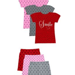 FASLA Girls Pack Of 3 Printed Round Neck T-Shirts With Shorts-image-26