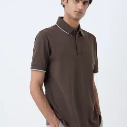 WES Casuals by Westside Brown Relaxed Fit Polo T-Shirt-image-95