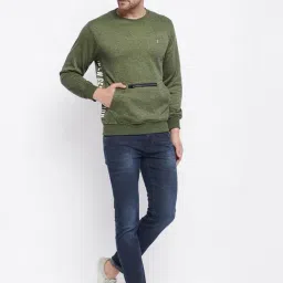 Duke Olive Mix Regular Fit Self Pattern SweatShirt image 5