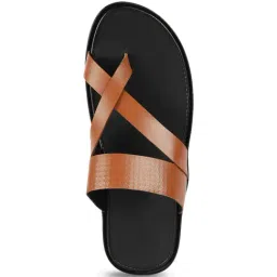 Metro Men's Tan Cross Strap Sandals image 4