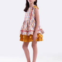 Kate & Oscar Girls Multicolored Cotton Checks Dress image 3
