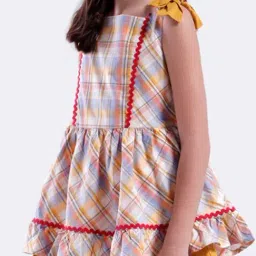 Kate & Oscar Girls Multicolored Cotton Checks Dress image 5