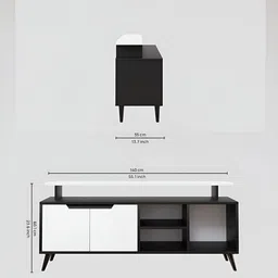 SPYDER CRAFT Black Engineered Wood Spyder Craft Matte Finish TV Entertainment Unit image 2