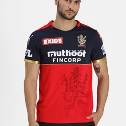 Puma Men Red Printed RCB Replica Jersey V-Neck Slim Fit T-shirt-picture-28