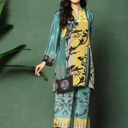 Kaftanize Abstract Printed Mandarin Collar Tunic With Palazzo image 2