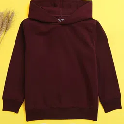 NUSYL Full Sleeves Solid Hooded Sweatshirt - Maroon-picture-13