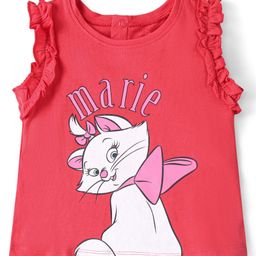 Babyhug Disney Cotton Knit Sleeveless Top with Frill Detailing & Aristocat Marie  Graphics - Red-picture-39