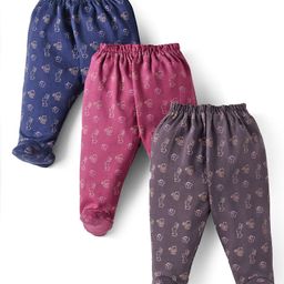 Simply Interlock Knit Bootie Leggings with Bunny Print Pack of 3 - Plum Grey & Blue-picture-45