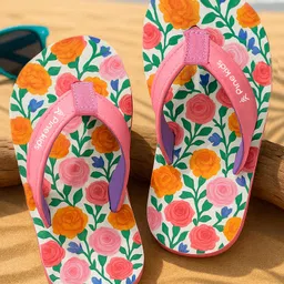 Pine Kids Slip On Flip Flops with Floral Print - Pink-picture-24