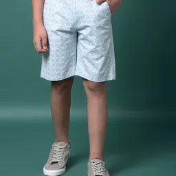 CRIMSOUNE CLUB Cotton Woven Abstract Printed Shorts - Blue-picture-18