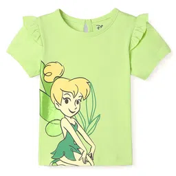 Nautinati Cotton Knit Disney Peter Pan Featuring Half Sleeves Tinker Bell Printed Top - Green image 1