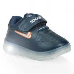 Lil Lollipop Soccer Text Printed Velcro Closure LED Shoes - Navy Blue-picture-17