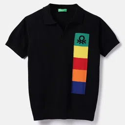 United Colors of Benetton Boys Geometric Printed Polo Collar Cotton T-shirt-picture-42