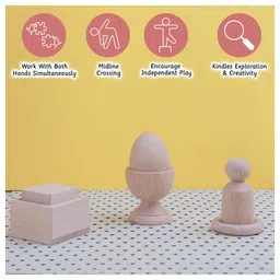 Ariro Montessori First Beech Wood Puzzle Set Brown - 3 Pieces image 2