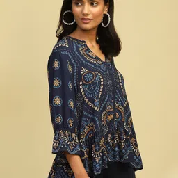 Biba Bandhani Printed Flared Tiered Tunic image 3