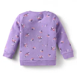 Simply Looper Knit Full Sleeves Co-ords Night Suit With Floral Print - Lavender image 3