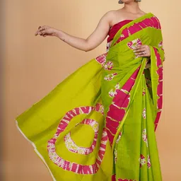 Lovwear Green Pure Cotton Sarees image 5