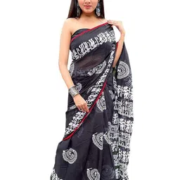 Dastkar Warli Block Print Pure Cotton Sarees image 1