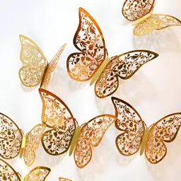 Funcart Wedding Artificial Butterfly Metal Texture Cake Topper - Golden image 5