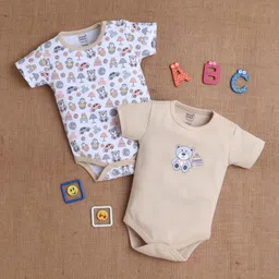 MeeMee Infants Pack Of 2 Printed Cotton Bodysuits-image-80