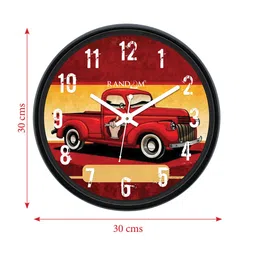RANDOM Maroon & Yellow Round Printed 30 cm  Analogue Wall Clock image 5
