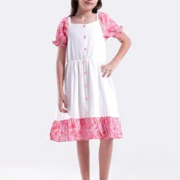 Kate & Oscar Girls White Cotton Printed Dress-picture-35