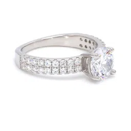 ornate jewels 92.5 Pure Sterling Silver AAA Grade American Diamonds Solitaire Ring for Women & Girls image 3