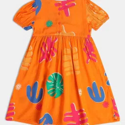 MINIKLUB Kids Orange Printed Dress image 3