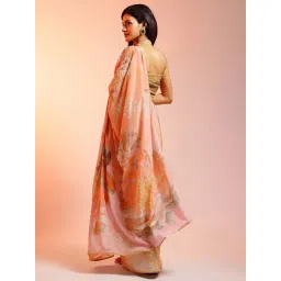 navyasa by liva Pink Printed Saree With Unstitched Blouse image 2