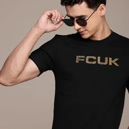 FCUKBrand Logo Printed Pure Cotton T-shirt-image-87