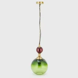 Fabindia Ramya Green Glass Pendant Hanging Lamp image 3