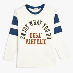 Koton Boys Varsity Printed V-Neck Applique T-shirt-picture-35
