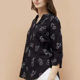 Colour Me By Melange Black Cotton Regular Fit Printed Shirt image 3