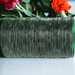 Guddan Women Green Designer Metal Bangles - Set Of 48-image-22