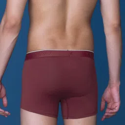 XYXX Pitch Black & Bold Burgundy Cotton Regular Fit Trunks - Pack Of 2 image 3