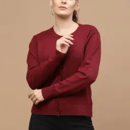 Mafadeny Maroon Round Neck Sweater-picture-15