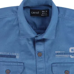 Cavio Kids Navy Cotton Printed Full Sleeves Shirt image 3