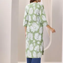 Libas Green Floral Printed Kurta image 3