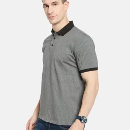 Octave Grey Cotton Regular Fit Printed Polo T-Shirt image 3