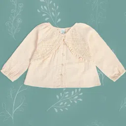 MINIKLUB Kids Off White Self Design Full Sleeves Top-image-2