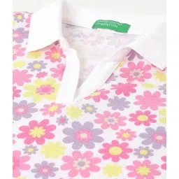 United Colors of Benetton Kids Multicolor Floral Print Polo T-Shirt image 3