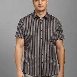 Louis Philippe Maroon Slim Fit Stripes Shirt-picture-48