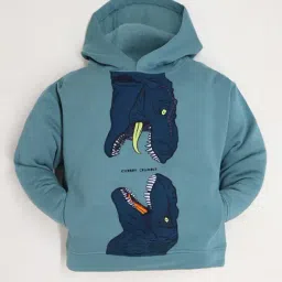 Cherry Crumble By Nitt Hyman Kids Teal Embroidered Full Sleeves Hoodie image 4