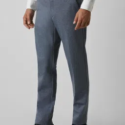 Van Heusen Blue Slim Fit Texture Trousers image 3