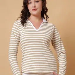 God's Club Women Striped V-Neck T-shirt-image-8
